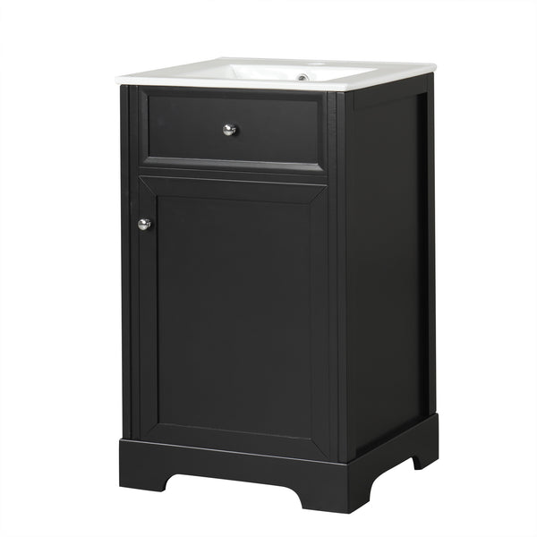 20" Bathroom Vanity with Sink, Bathroom Cabinet with Soft Closing Door, Storage Rack and Adjustable Shelve, Black