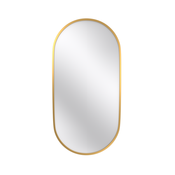 18 in. W x 36 in. H Oval Stainless Steel Framed Wall Bathroom Vanity Mirror in Matte Black/Brushed Gold