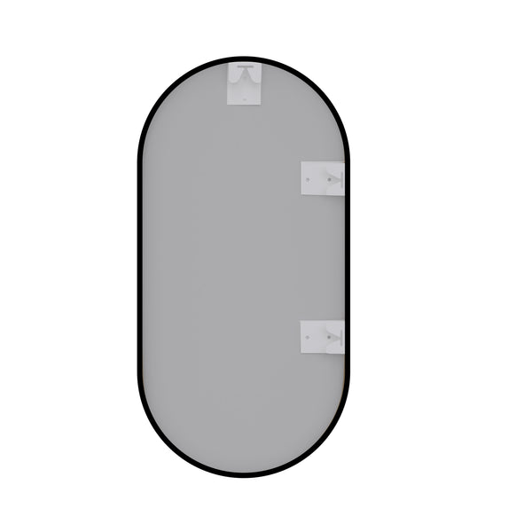 18 in. W x 36 in. H Oval Stainless Steel Framed Wall Bathroom Vanity Mirror in Matte Black/Brushed Gold