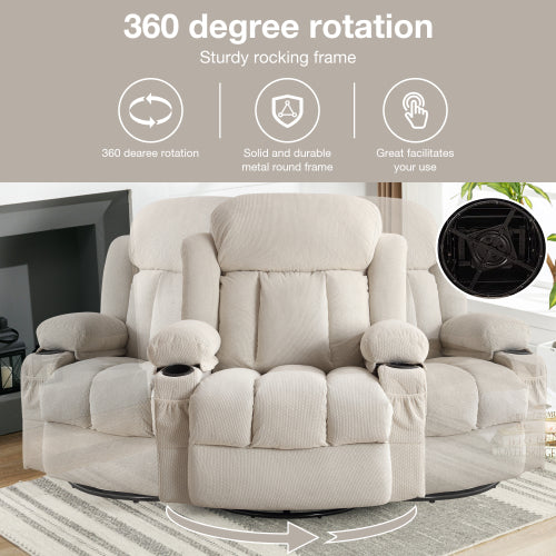 Dimakai Gray Velvet Upholstered Swivel Massage chair