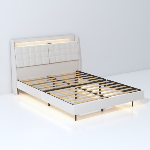 Dimakai Beige King Metal Bed frame Bed