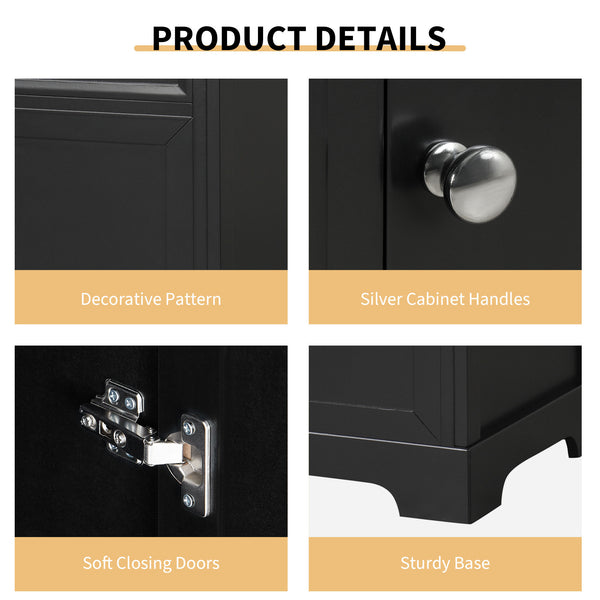 20" Bathroom Vanity with Sink, Bathroom Cabinet with Soft Closing Door, Storage Rack and Adjustable Shelve, Black