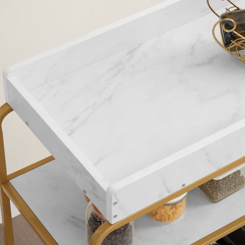 Dimakai White MDF Base with MDF Laminate Top Rolling Kitchen Cart