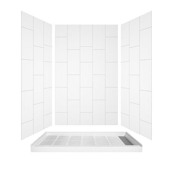 48 in. L x 36 in. /60 in. L x 32 in. W Alcove Shower Pan Base with Right Drain
