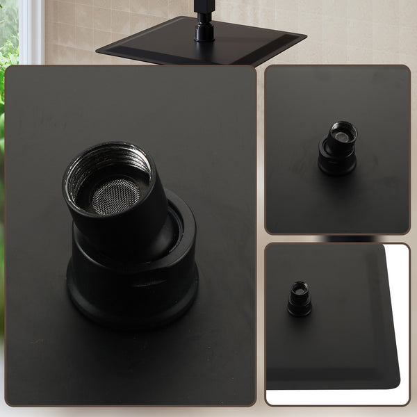 1-Spray Pattern with 2.5 GPM 10 in. Wall Mount Rain Square Fixed Shower Head in Matte Black