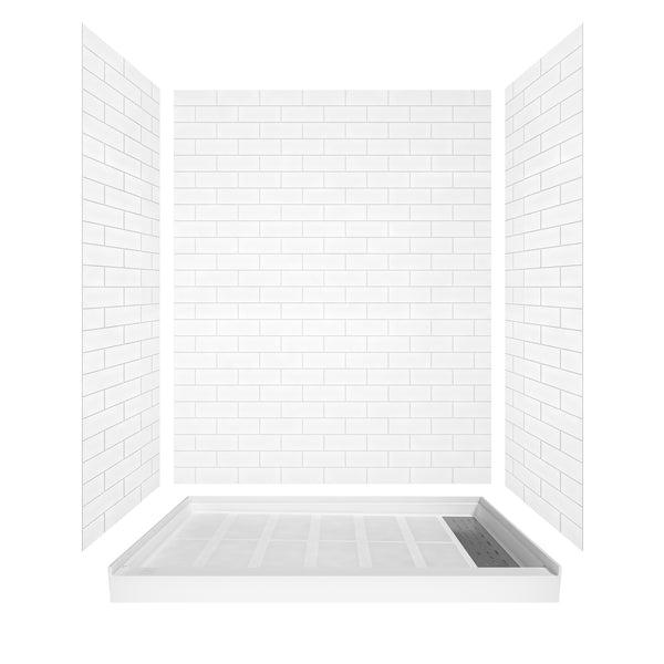 48 in. L x 36 in. /60 in. L x 32 in. W Alcove Shower Pan Base with Right Drain