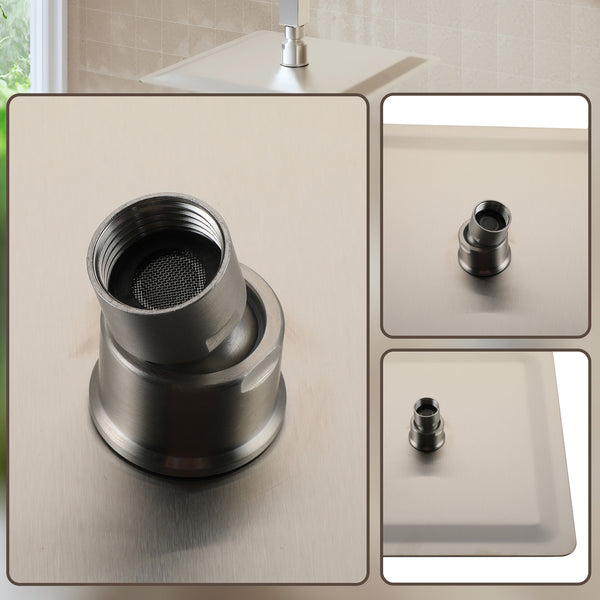 1-Spray Pattern with 2.5 GPM 12 in. Wall Mount Rain Square Fixed Shower Head in Brushed Nickel