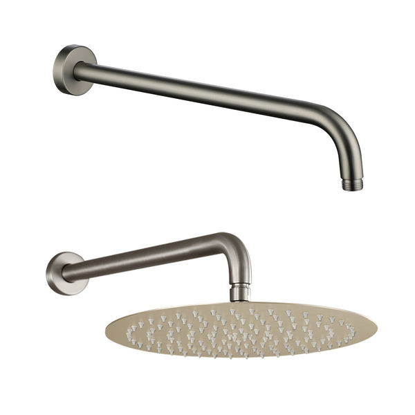 15.7 in. Stainless Steel Round Wall Mounted Mount Shower Arm with Flange in Brushed Nickel