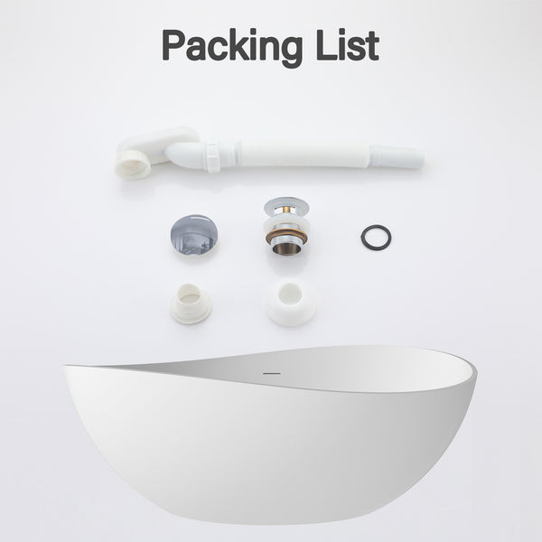 63 in. x 37 in. Stone Resin Freestanding Soaking Bathtub Double Slipper Oval Design Tub in White with Center Drain