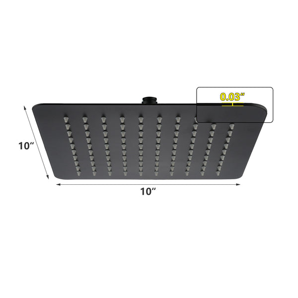1-Spray Pattern with 2.5 GPM 10 in. Wall Mount Rain Square Fixed Shower Head in Matte Black