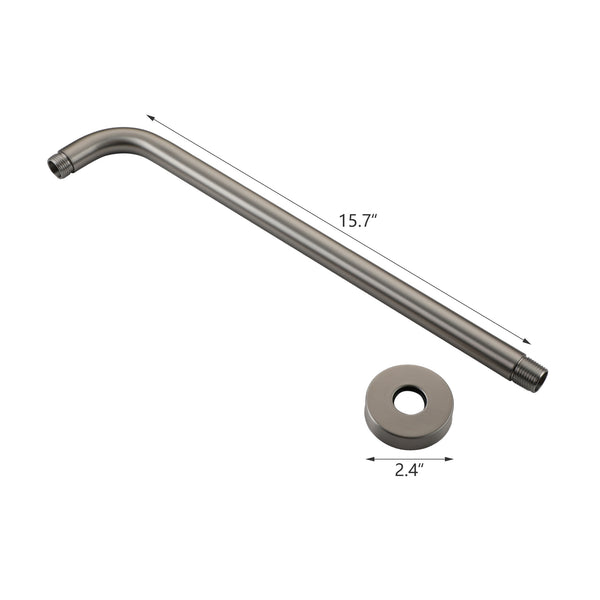15.7 in. Stainless Steel Round Wall Mounted Mount Shower Arm with Flange in Brushed Nickel