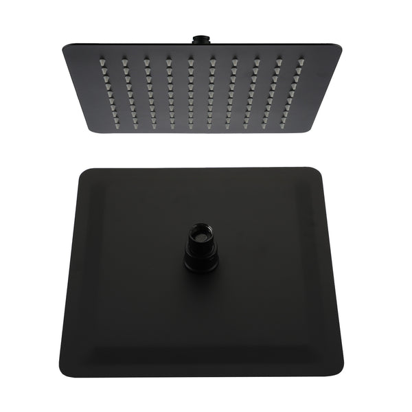 1-Spray Pattern with 2.5 GPM 10 in. Wall Mount Rain Square Fixed Shower Head in Matte Black
