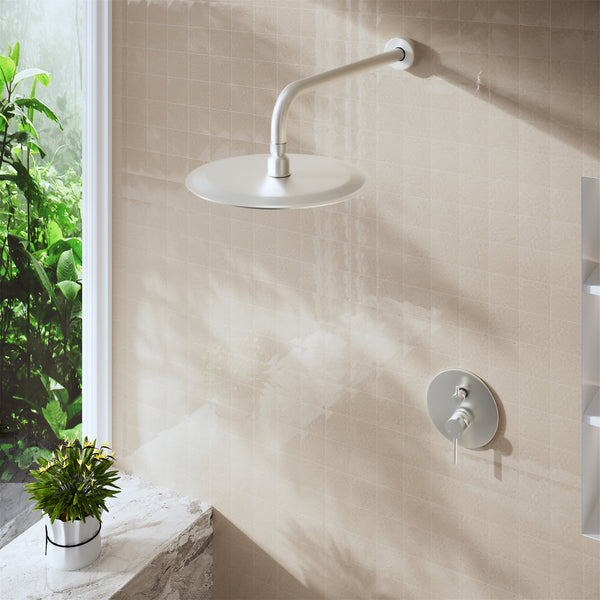 15.7 in. Stainless Steel Round Wall Mounted Mount Shower Arm with Flange in Brushed Nickel