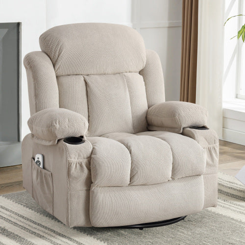 Dimakai Gray Velvet Upholstered Swivel Massage chair