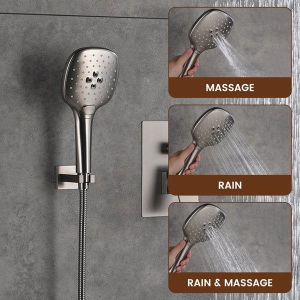 2-Spray Wall Mount 10 in. Fixed Shower Head and Handheld Dual Shower Head 1.8 GPM in Brushed Nickel