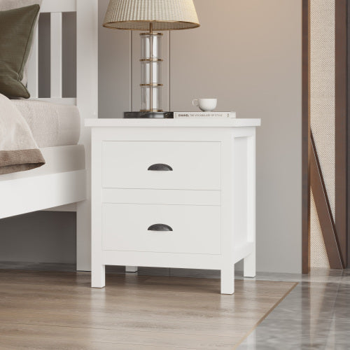 Versatile Solid Wood White Night Stand, Bedside Table