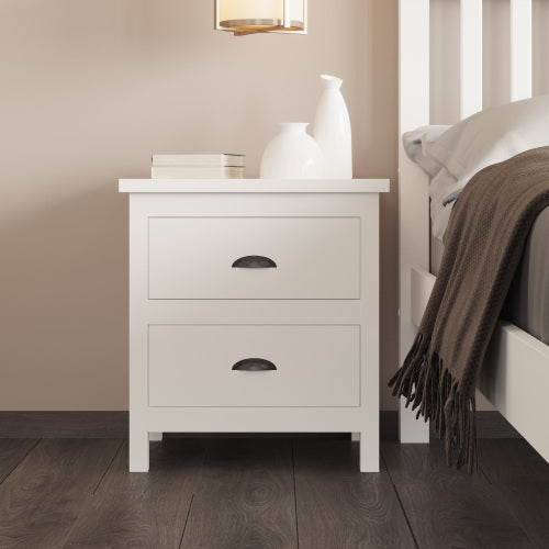 Versatile Solid Wood White Night Stand, Bedside Table