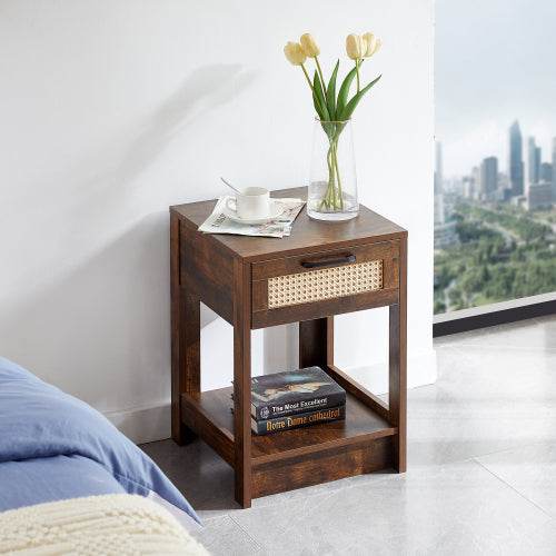 Dimakai Brown 15.75-in W x 21.65-in H Rustic Nightstand