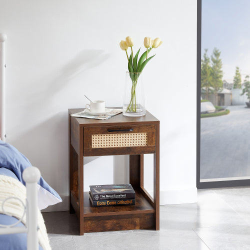 Dimakai Brown 15.75-in W x 21.65-in H Rustic Nightstand