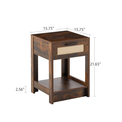 Dimakai Brown 15.75-in W x 21.65-in H Rustic Nightstand