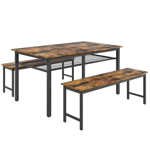 Dining Table Brown Modern MDF Adjustable Table, with Black Finish and Metal