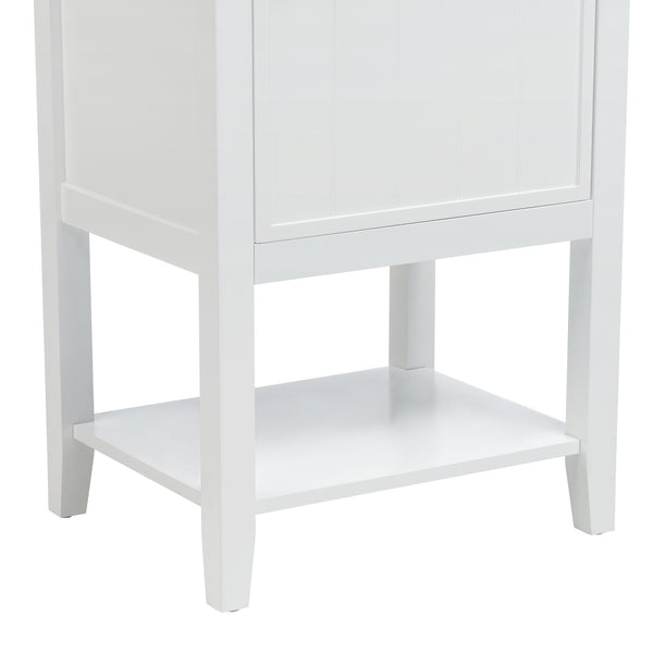 20" Bathroom Vanity with Sink, Bathroom Cabinet with Soft Closing Door, Storage Rack and Open Shelf, Grey/White