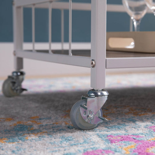 Dimakai Brown Composite Base with Particleboard Laminate Top Rolling Kitchen Cart