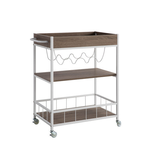 Dimakai Brown Composite Base with Particleboard Laminate Top Rolling Kitchen Cart