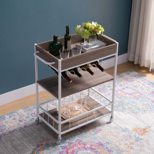 Dimakai Brown Composite Base with Particleboard Laminate Top Rolling Kitchen Cart