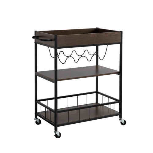 Dimakai Brown Composite Base with Particleboard Laminate Top Rolling Kitchen Cart