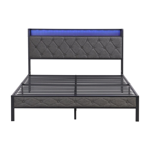 Dimakai Gray Queen Metal Bed frame Bed