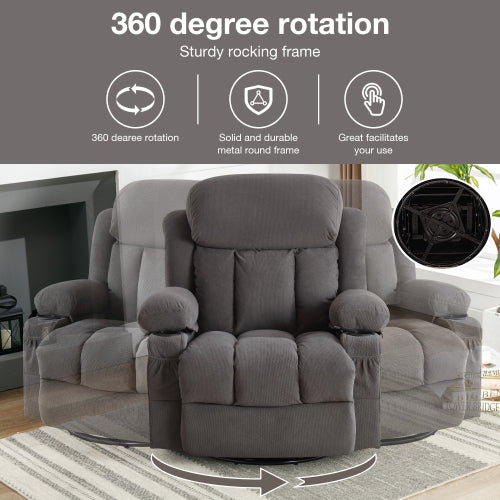 Dimakai Gray Velvet Upholstered Swivel Massage chair