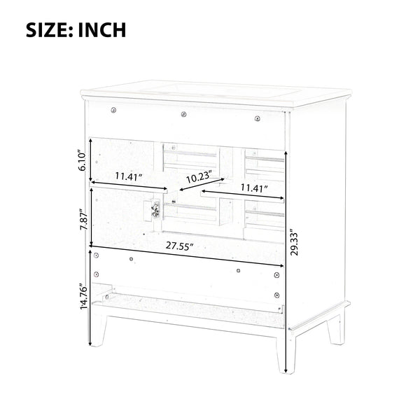 30" Bathroom Vanity with Sink Combo, Multi-functional Bathroom Cabinet with Doors and Drawer, Solid Wood and MDF Board, Black