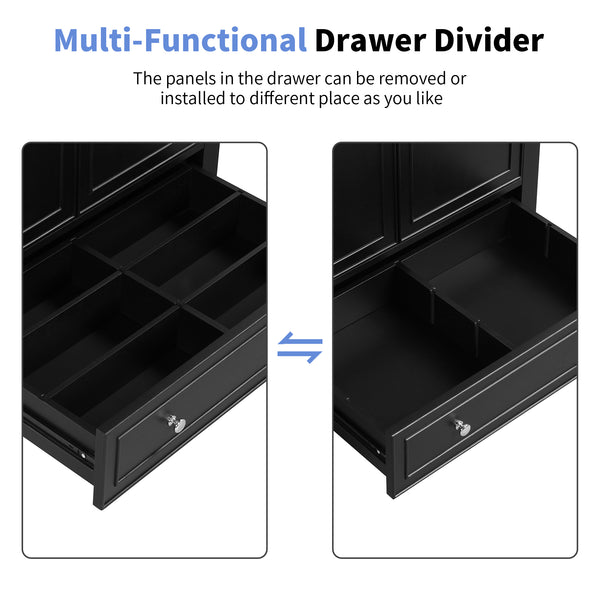 30" Bathroom Vanity with Sink Combo, Multi-functional Bathroom Cabinet with Doors and Drawer, Solid Wood and MDF Board, Black