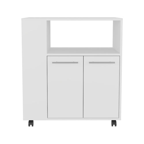 Dimakai White MDF Base with MDF Laminate Top Rolling Kitchen Island