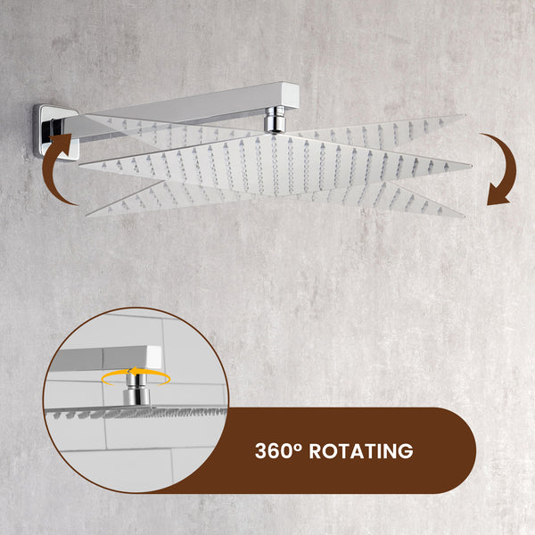 Single-Handle 1-Spray Pattern 10 in. with 1.8 GPM Wall Mount Square Shower Faucet in Brushed Nickel/Chrome/Matte Black (Valve Included)