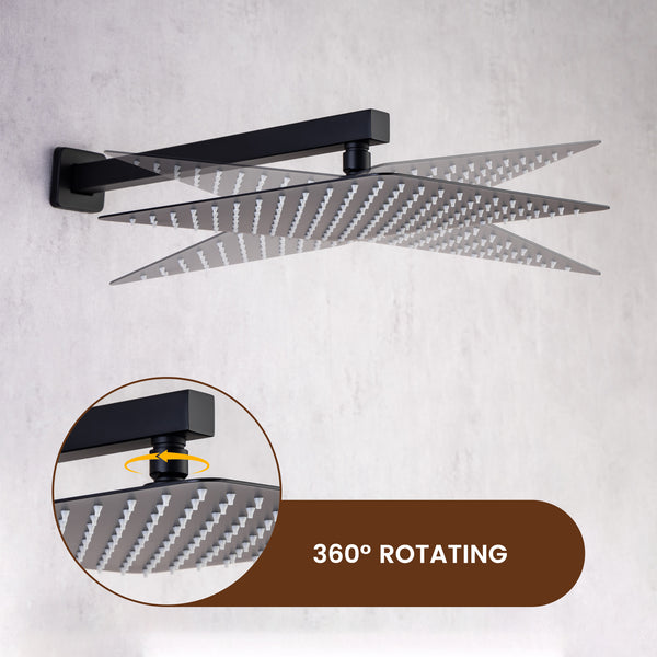 Single-Handle 1-Spray Pattern 10 in. with 1.8 GPM Wall Mount Square Shower Faucet in Brushed Nickel/Chrome/Matte Black (Valve Included)