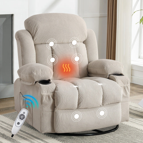 Dimakai Gray Velvet Upholstered Swivel Massage chair