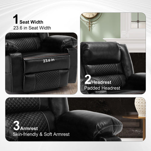 Dimakai Black Faux leather Upholstered Powered Reclining Massage chair with Lift Assistance