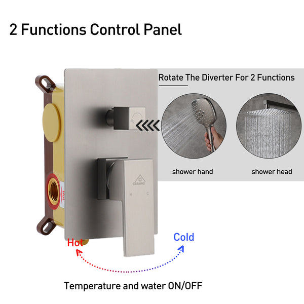 2-Spray Wall Mount 10 in. Fixed Shower Head and Handheld Dual Shower Head 1.8 GPM in Brushed Nickel