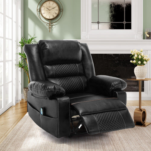 Dimakai Black Faux leather Upholstered Powered Reclining Massage chair with Lift Assistance