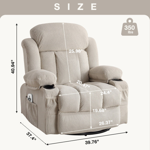 Dimakai Gray Velvet Upholstered Swivel Massage chair