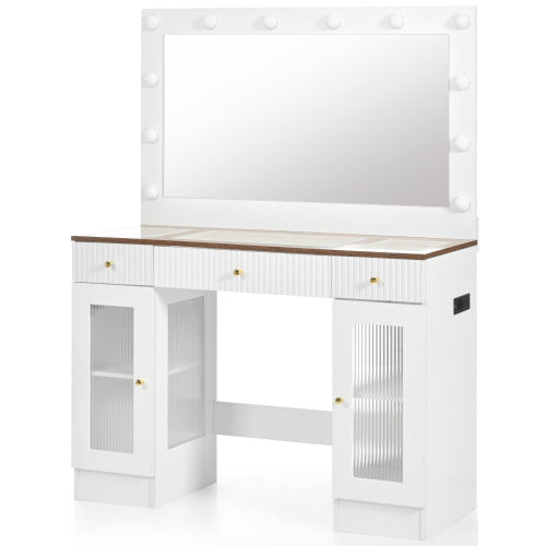 Dimakai 43.3-in White Makeup Vanity