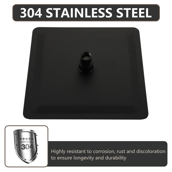 1-Spray Pattern with 2.5 GPM 10 in. Wall Mount Rain Square Fixed Shower Head in Matte Black