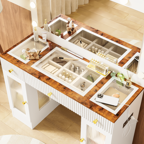 Dimakai 43.3-in White Makeup Vanity