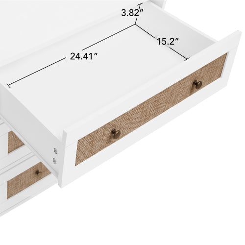 Wardrobe with 3 Drawers High Wardrobe Armoire With Rattan