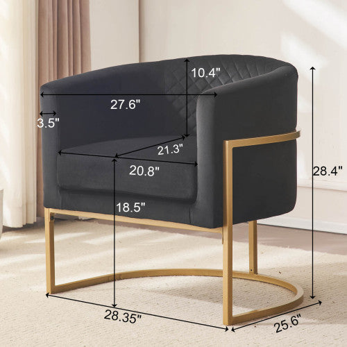 Dimakai Modern Black Velvet Accent Chair