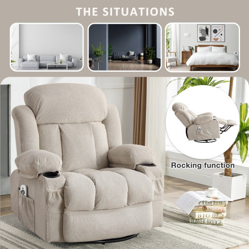 Dimakai Gray Velvet Upholstered Swivel Massage chair