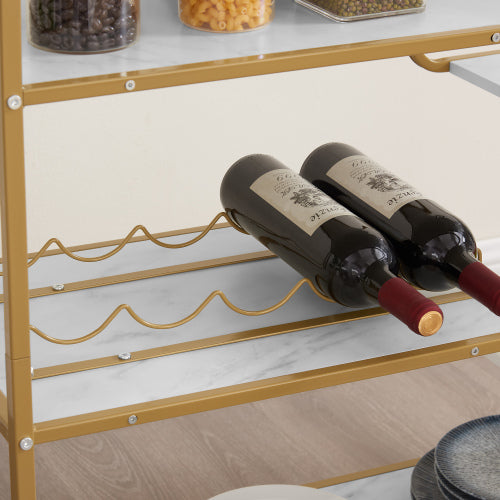 Dimakai White MDF Base with MDF Laminate Top Rolling Kitchen Cart