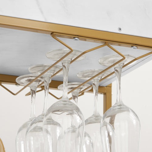 Dimakai White MDF Base with MDF Laminate Top Rolling Kitchen Cart